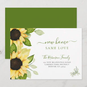 Watercolor sunflowers modern moving announcement