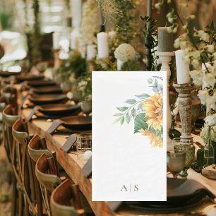Watercolor  Sunflowers Monogram Napkin