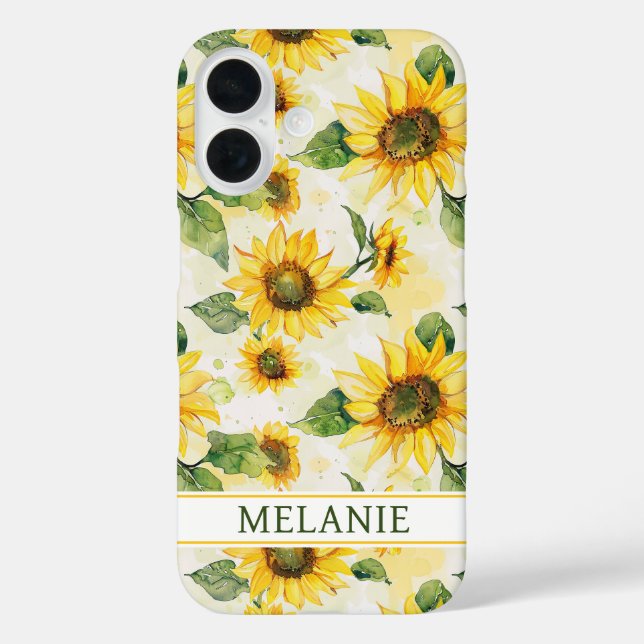 Watercolor Sunflowers Monogrammed Case-Mate iPhone Case (Back)