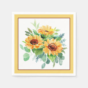 Watercolor sunflowers napkin