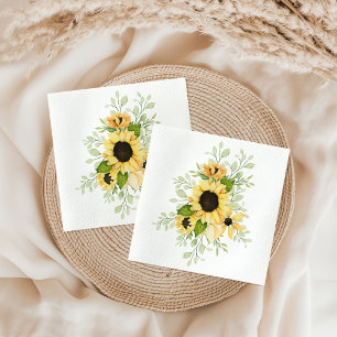 Watercolor Sunflowers Paper Napkin