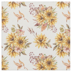 Watercolor Sunflowers Pattern  Fabric