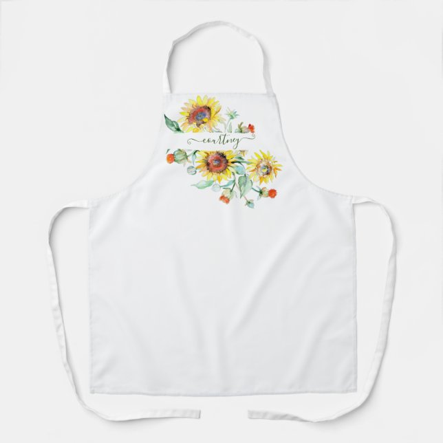 Watercolor sunflowers personalised    apron (Front)