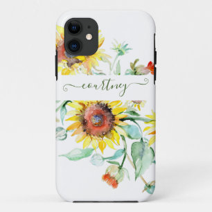 Watercolor sunflowers personalised    iPhone 11 case