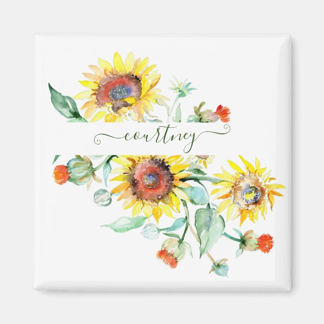 Watercolor sunflowers personalised    magnet (Front)