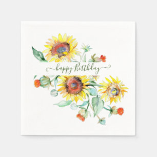 Watercolor sunflowers personalised    napkin