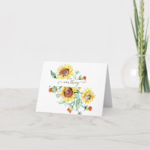 Watercolor sunflowers personalised    note card
