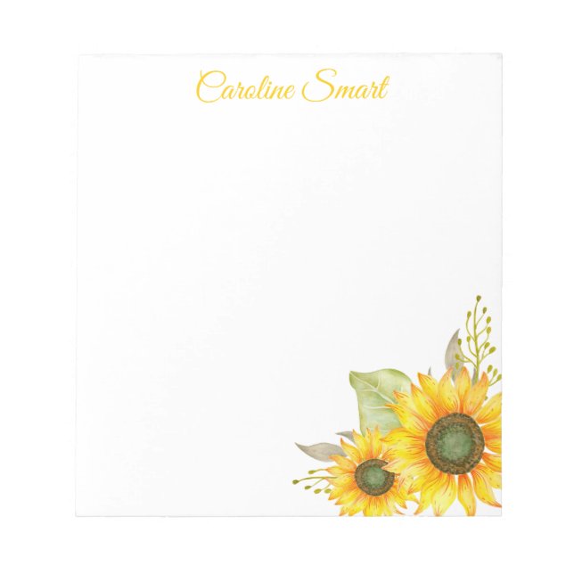 Watercolor Sunflowers Personalised Stationery Notepad (Front)