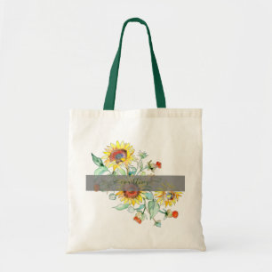 Watercolor sunflowers personalised    tote bag
