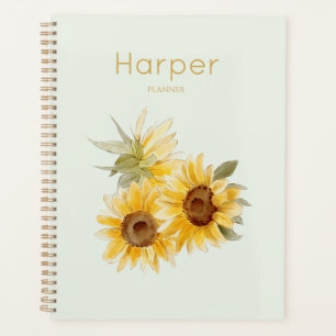 Watercolor Sunflowers Personalized Planner