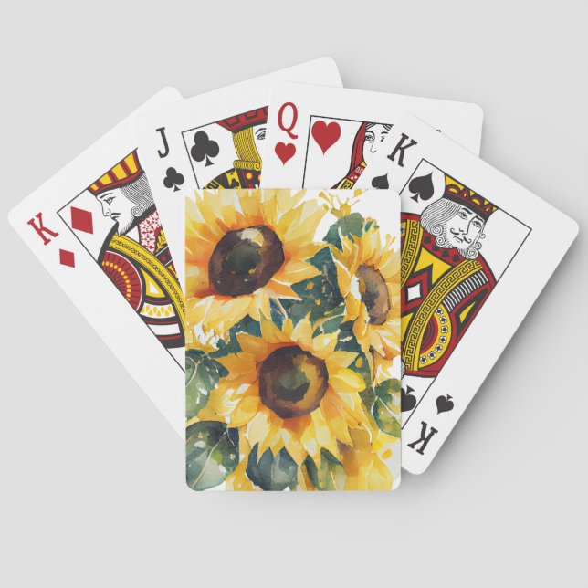 Watercolor sunflowers playing cards (Back)