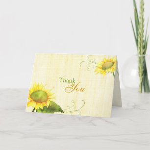 Watercolor Sunflowers Ranch Wedding Thank You Card