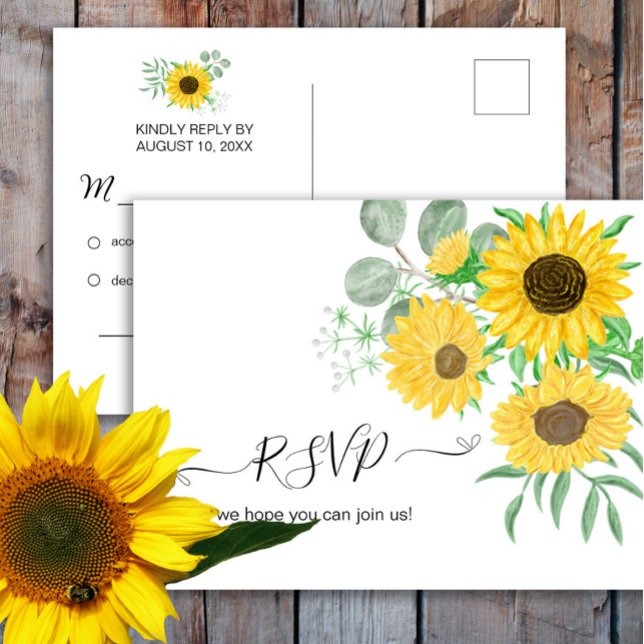 Watercolor Sunflowers RSVP Postcard (Creator Uploaded)