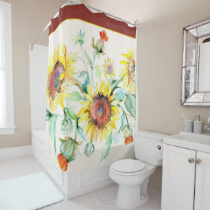 Watercolor sunflowers shower curtain