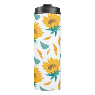 Watercolor Sunflowers: Summer Botanical Print Thermal Tumbler