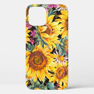 Watercolor sunflowers summer vintage seamless patt iPhone 12 case