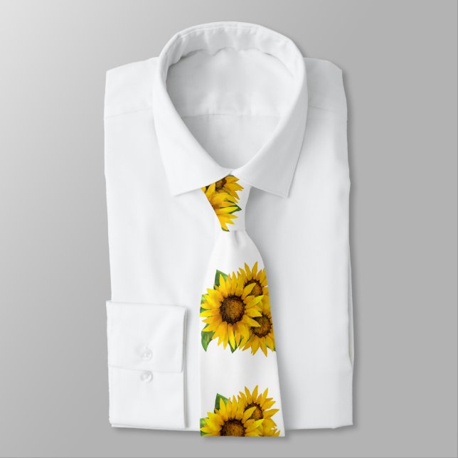 Watercolor sunflowers  Tie (Tied)