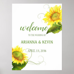 Watercolor Sunflowers Vineyard Wedding Sign