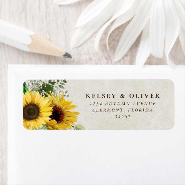 Watercolor Sunflowers Wedding Bride Groom (Insitu)