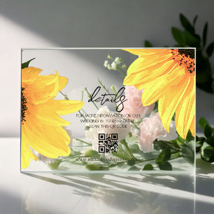 Watercolor Sunflowers Wedding Enclosure Card Acrylic Invitations
