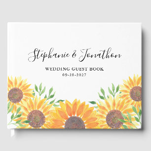 Watercolor Sunflowers Wedding Guest Book