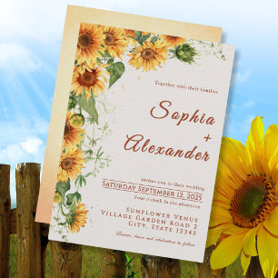 Watercolor Sunflowers Wedding Invitation