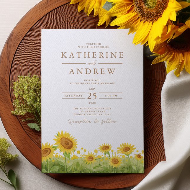 Watercolor Sunflowers Wedding Invitation (Creator Uploaded)