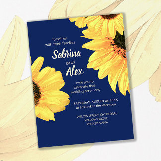 Watercolor Sunflowers Wedding Invitation Postcard