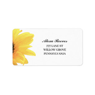 Watercolor Sunflowers Wedding Invitation Postcard Label