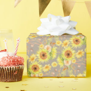 Watercolor Sunflowers Yellow Flowers Wrapping Paper