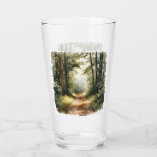 Watercolor Sunlit Forest Path Painting Glass