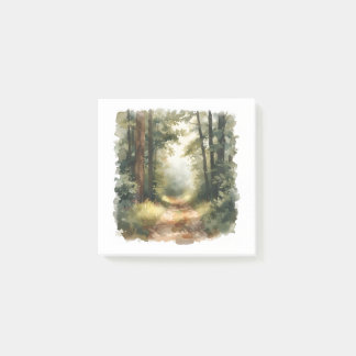 Watercolor Sunlit Forest Path Painting Post-it Notes