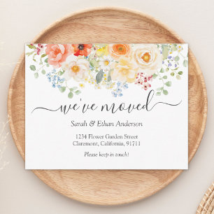 Watercolor Sunny Floral Moving Announcement Card