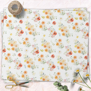 Watercolor Sunny Flowers Floral Pattern Wrapping Paper