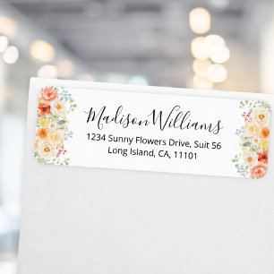 Watercolor Sunny Flowers Floral Return Address