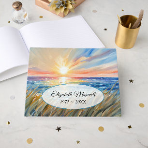 Watercolor Sunrise For Memorial Service Guest Book
