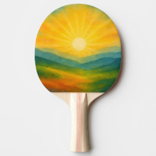 Watercolor Sunrise Landscape Painting Ping Pong Paddle