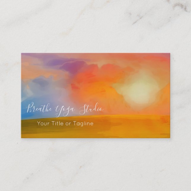 Watercolor Sunrise Over Golden Field Business Card (Front)