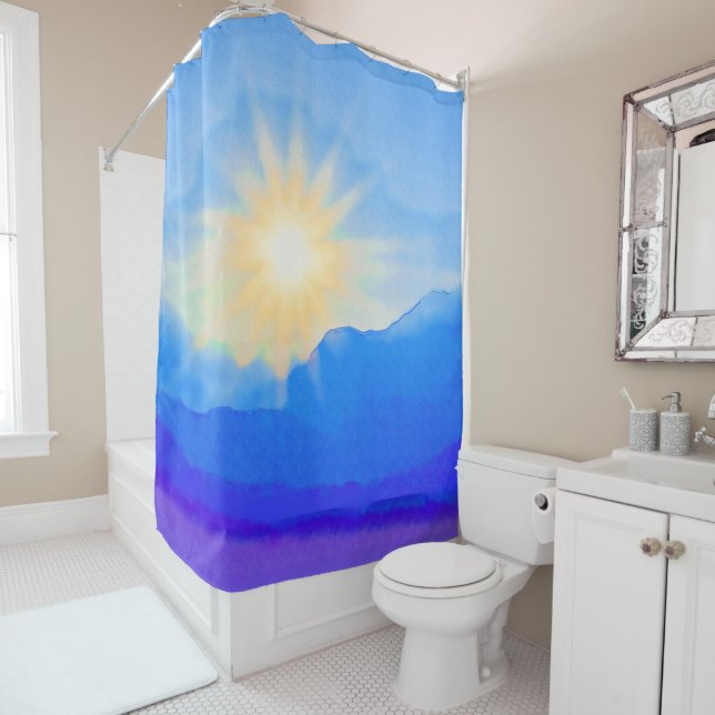 Watercolor Sunrise  Shower Curtain (In Situ)