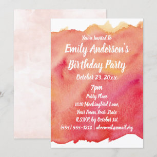 Watercolor Sunset Birthday party Invitation