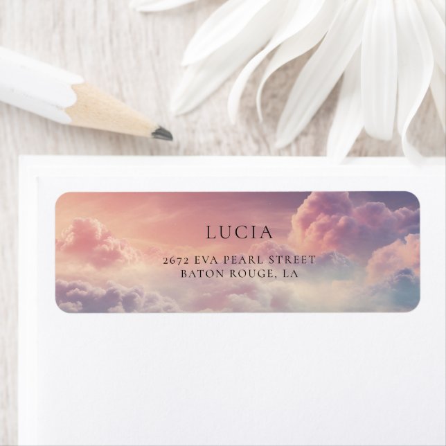 Watercolor Sunset Cloud 9 Bridal Shower Address (Insitu)