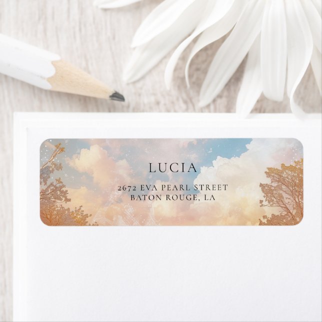 Watercolor Sunset Cloud 9 Bridal Shower Address (Insitu)