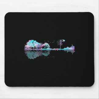 Watercolor Sunset Disc Golf Guitar Player Golfing Mouse Mat
