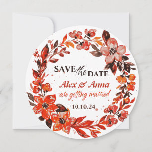 Watercolor Sunset  Flowers Save the Date Card