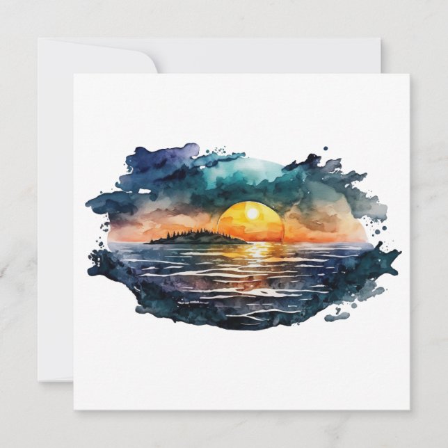 Watercolor Sunset Invitation (Front)