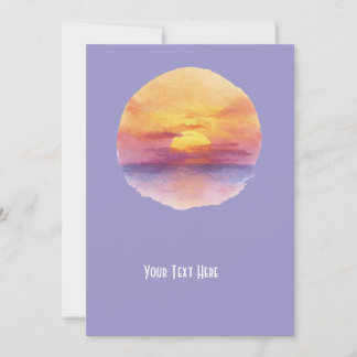 Watercolor Sunset Ocean Horizon Aesthetic Round St Invitation