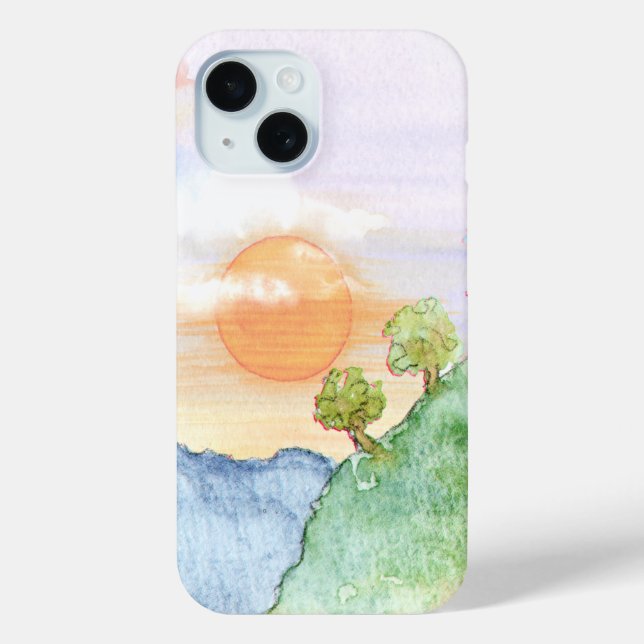 Watercolor Sunset over Mountains & Trees  Case-Mate iPhone Case (Back)