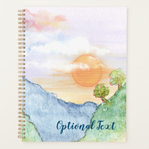 Watercolor Sunset over Mountains & Trees Planner