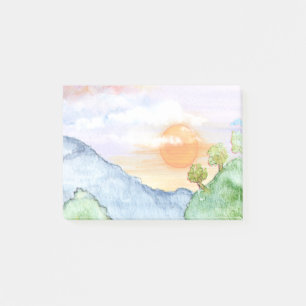 Watercolor Sunset over Mountains & Trees  Post-it Notes