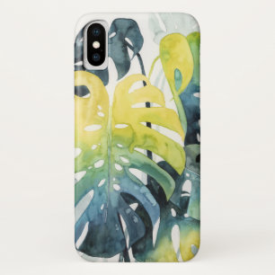 Watercolor Sunset Palm Tree Leaves iPhone X Case